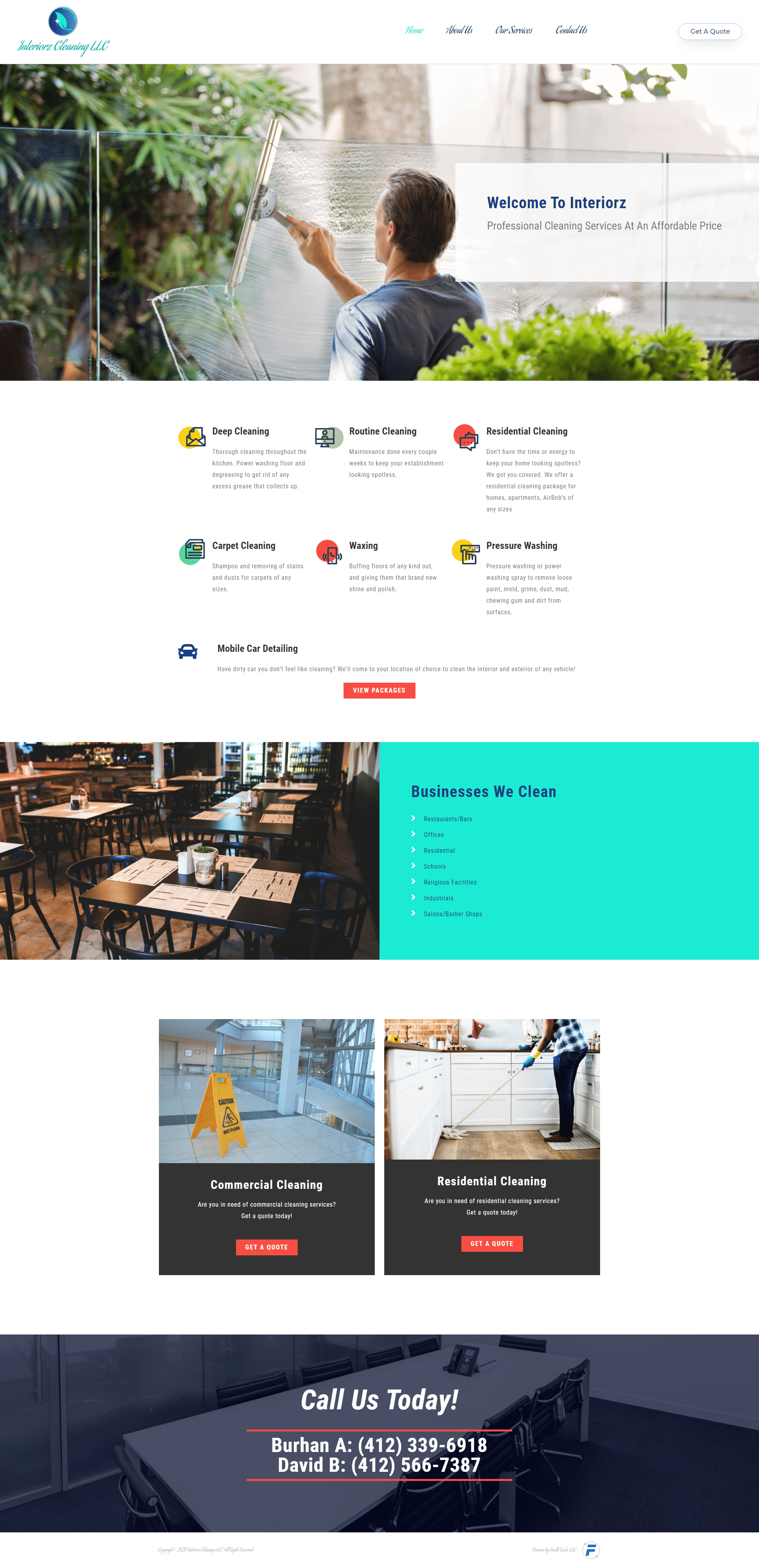 Interiorz Cleaning LLC Website