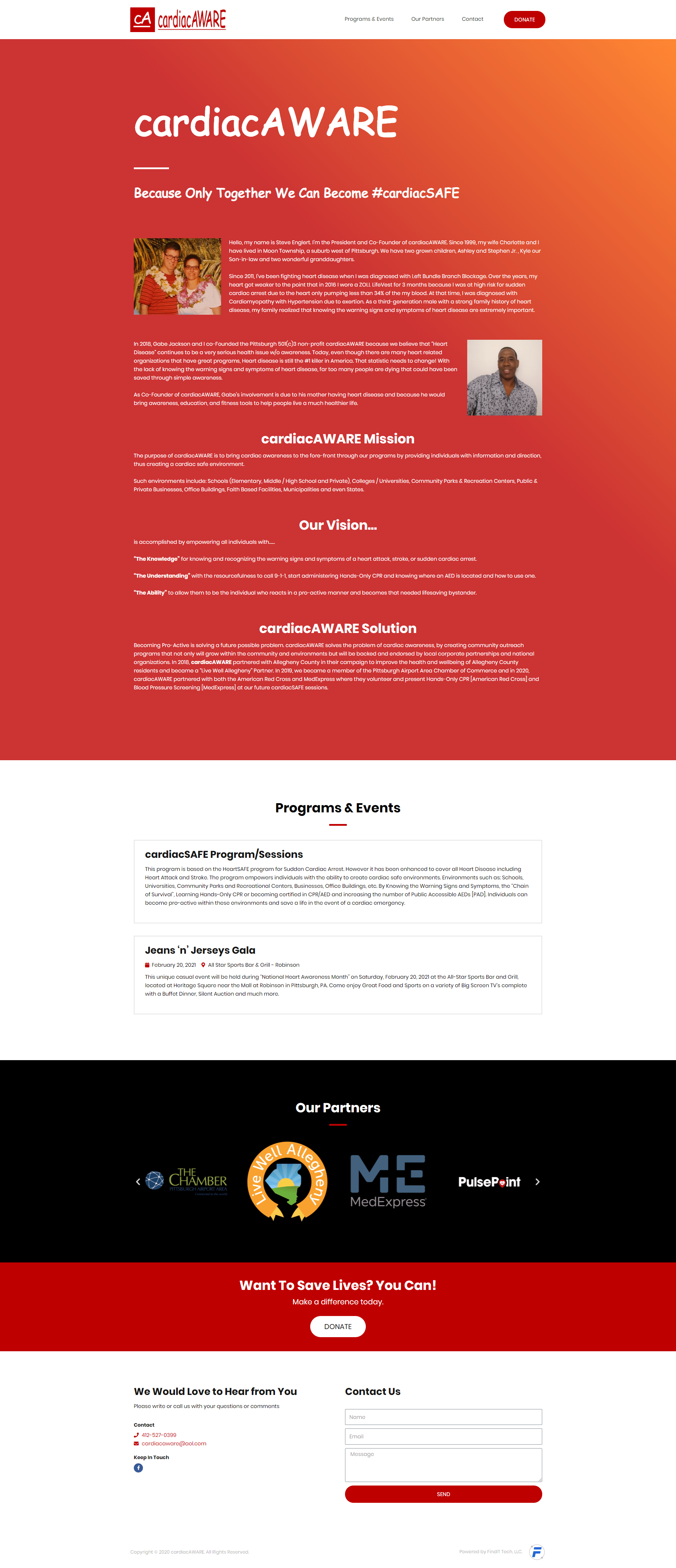 cardiacAWARE Custom WordPress Site