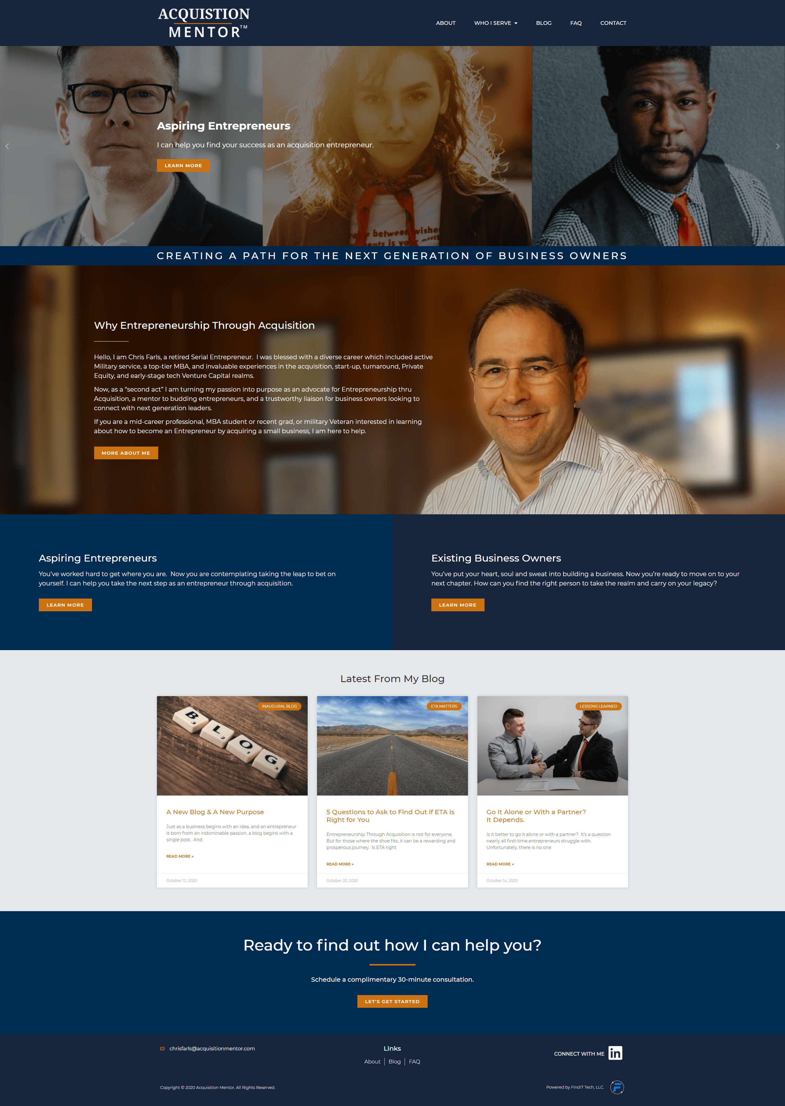 Acquisition Mentor - Homepage of WordPress Website