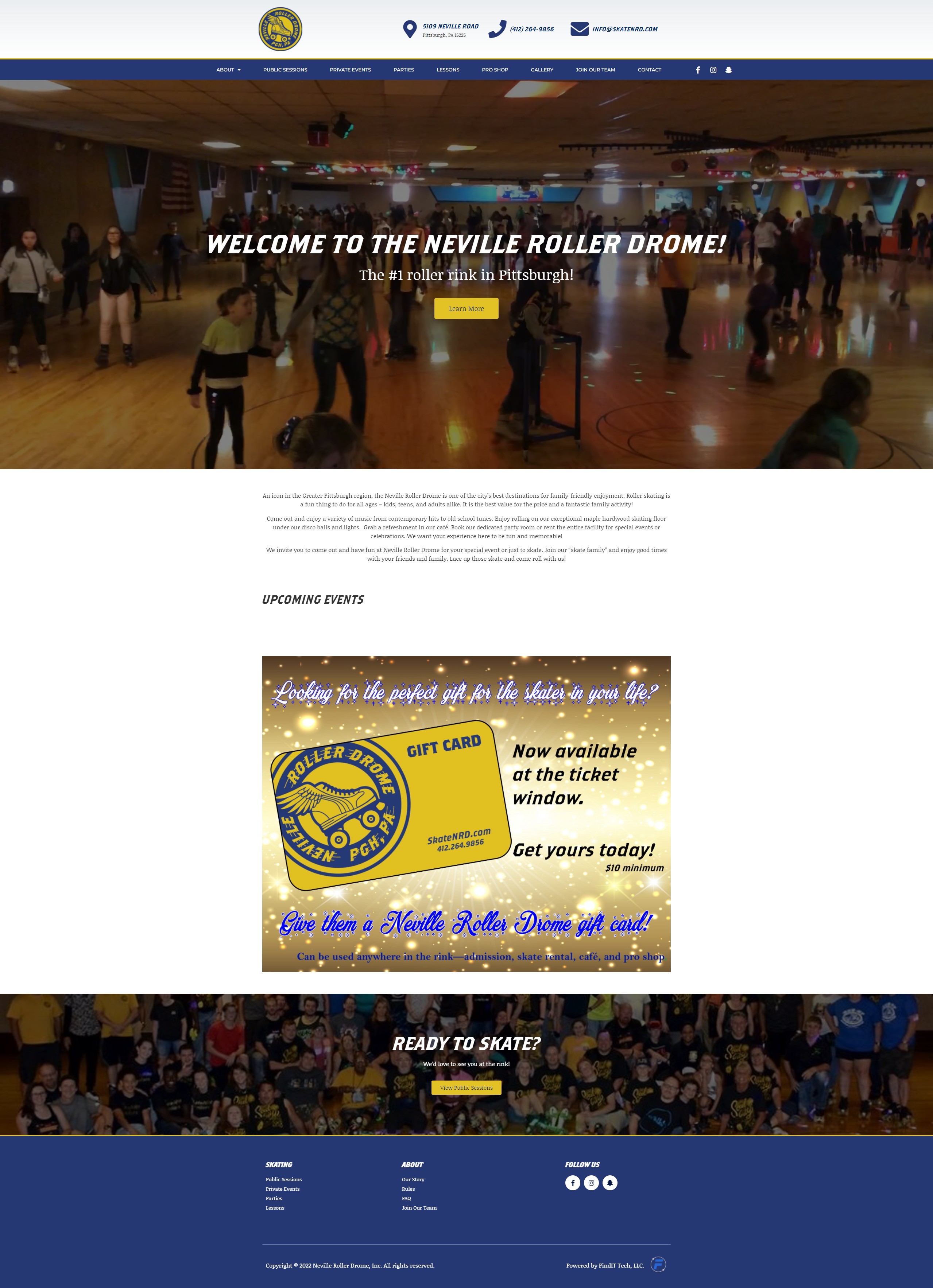 Neville Roller Drome Custom Website